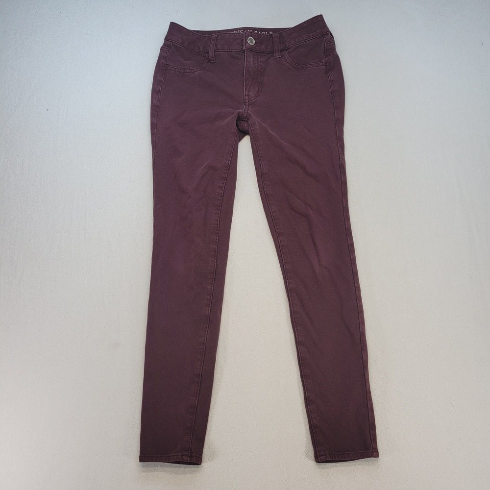 American Eagle Jegging Women 2 Short Burgundy Super Stretch Skinny Pants